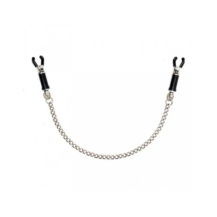 Pinzas para Pezones con Cadena Ajustable de Bondage Play