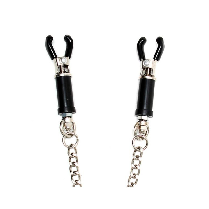 Pinzas para Pezones con Cadena Ajustable de Bondage Play | VibraZon