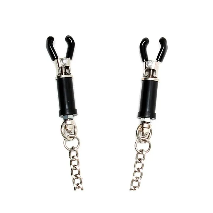 Pinzas para Pezones con Cadena Ajustable de Bondage Play