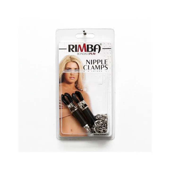 Pinzas para Pezones con Cadena Ajustable de Bondage Play