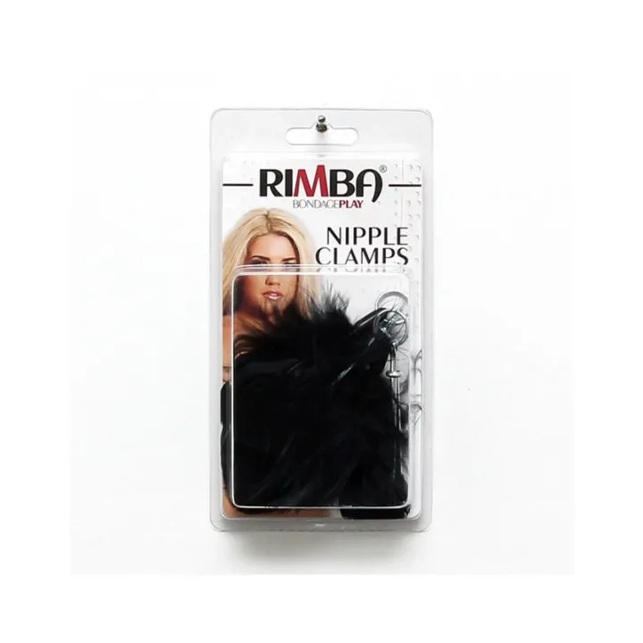 Pinzas para Pezones con Plumas Negras Ajustables de Bondage Play