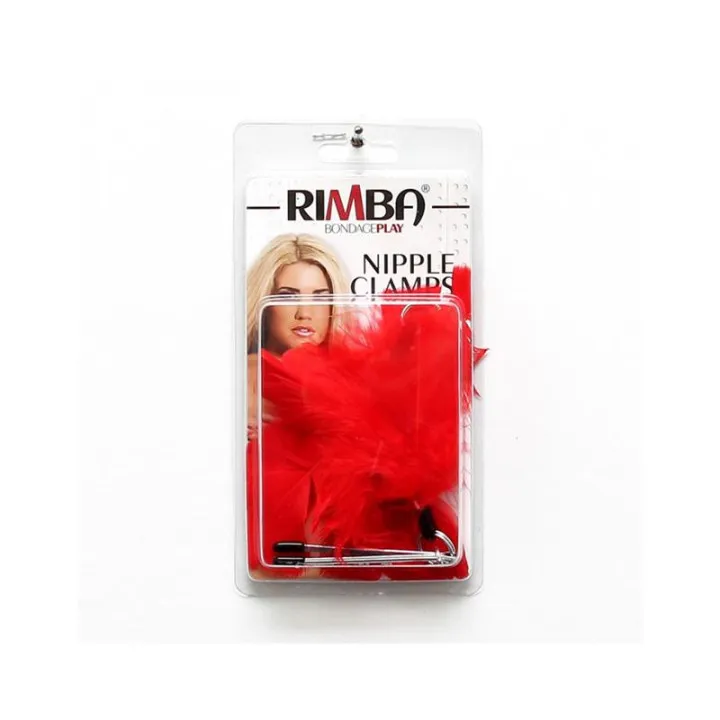 Pinzas para Pezones con Plumas Rojas Ajustables de Bondage Play