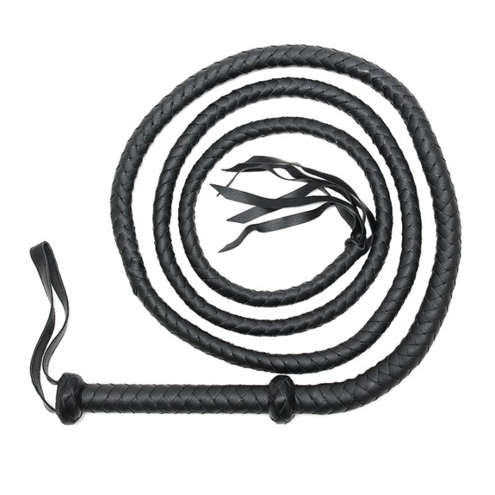 Látigo Trenzado Cuero Negro 250 cm de Bondage Play | VibraZon