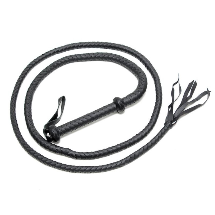 Látigo Trenzado Cuero Negro 250 cm de Bondage Play | VibraZon