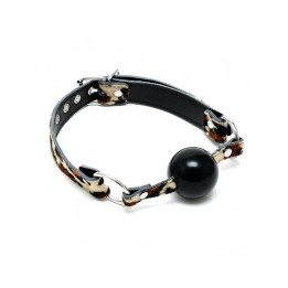 Mordaza con Estampado Leopardo Cuero y Silicona 44mm de Bondage Play | VibraZon