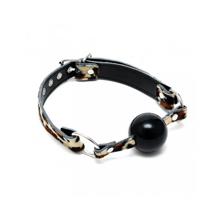 Mordaza con Estampado Leopardo Cuero y Silicona 44mm de Bondage Play | VibraZon