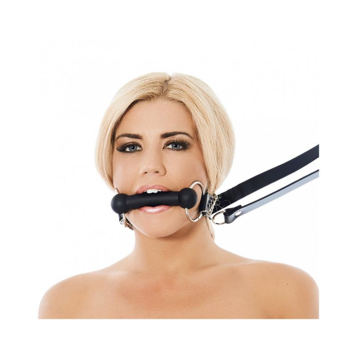 Mordaza con Forma de Bocado de Caballo y Riendas Cuero y Silicona de Bondage Play | VibraZon
