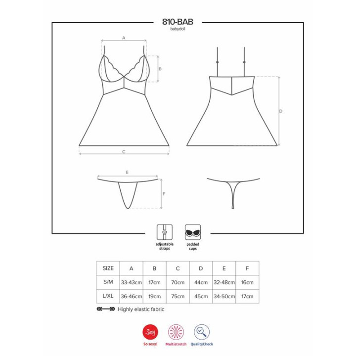 810-BAB-2 Babydoll y Tanga Color Blanco de Obsessive | VibraZon