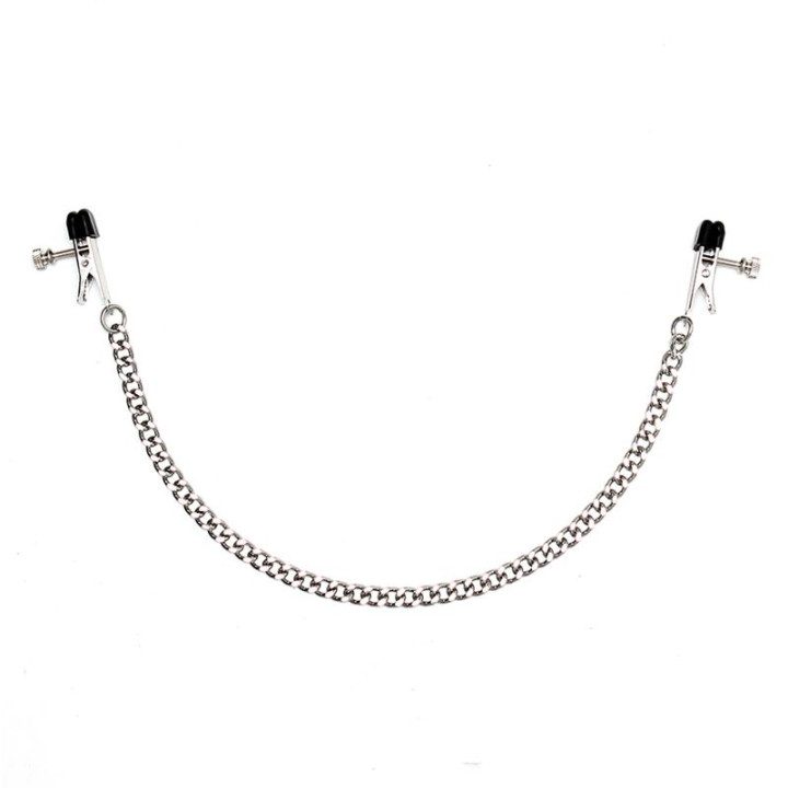 Pinzas Pezones con Cadena Metal Ajustables de Bondage Play | VibraZon