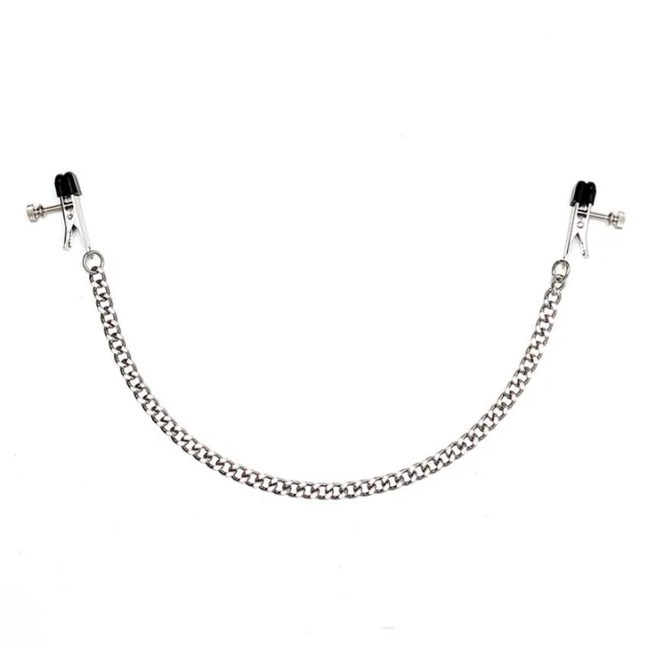 Pinzas Pezones con Cadena Metal Ajustables de Bondage Play