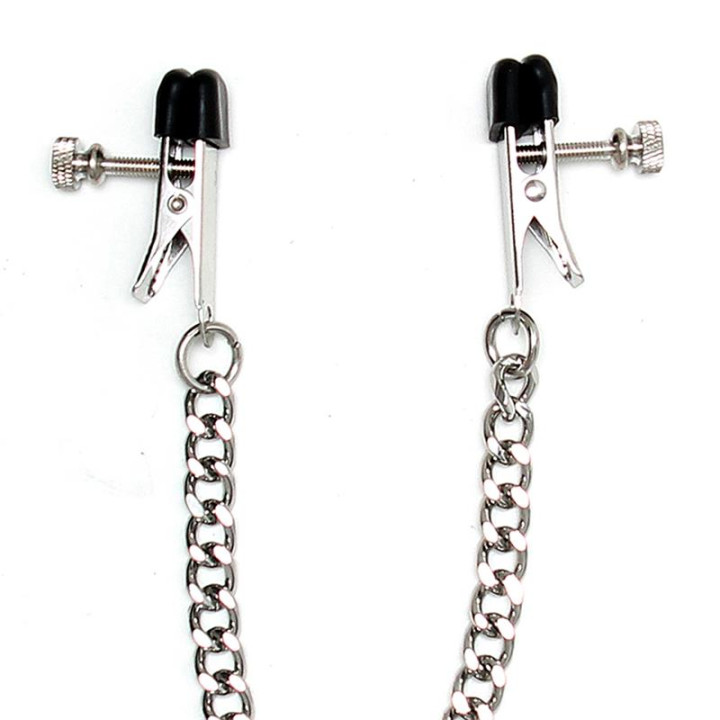 Pinzas Pezones con Cadena Metal Ajustables de Bondage Play | VibraZon
