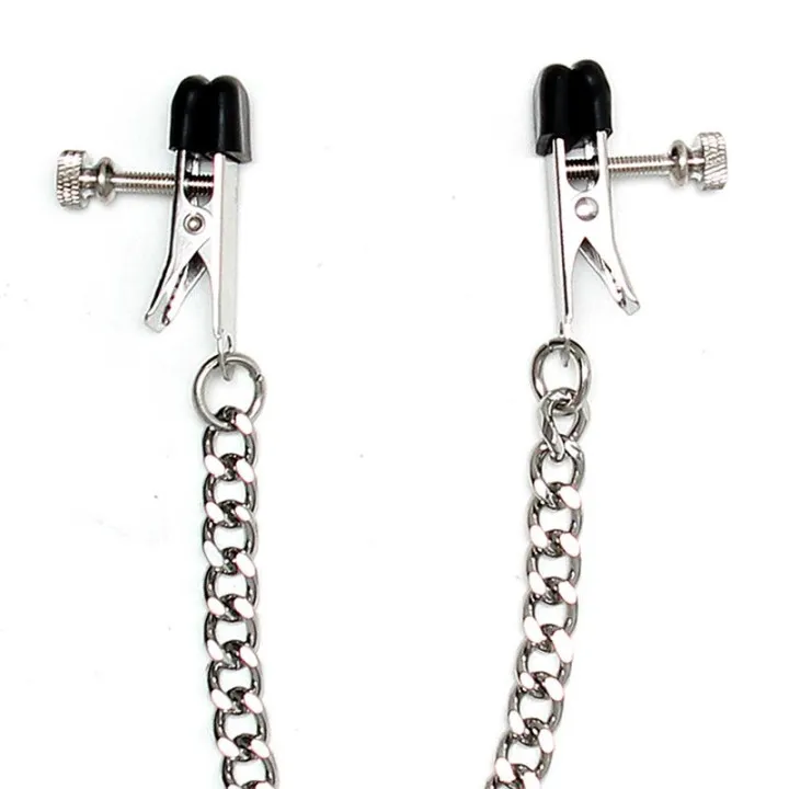 Pinzas Pezones con Cadena Metal Ajustables de Bondage Play
