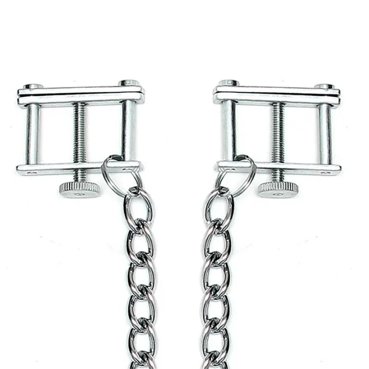 Pinzas para Pezones con Cadena Ajustable de Bondage Play