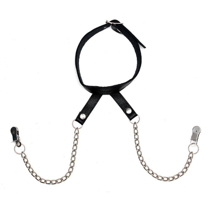 Pinzas para Pezones con Cadena y Collar de Bondage Play | VibraZon