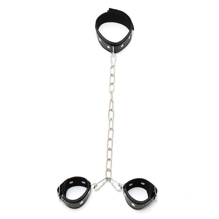 Collar con Esposas Cadena Ajustables de Bondage Play | VibraZon