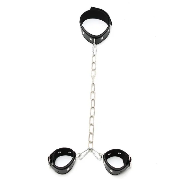 Collar con Esposas Cadena Ajustables de Bondage Play