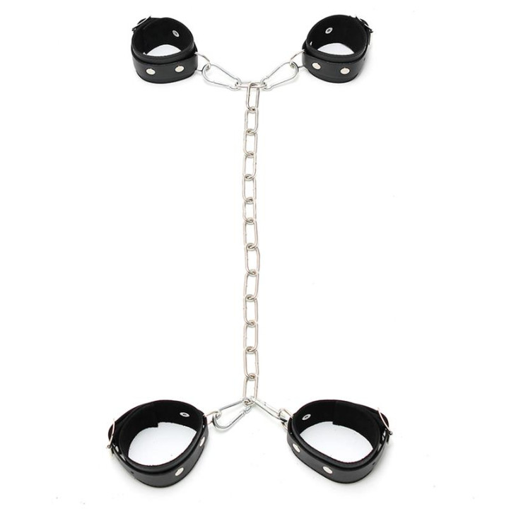 Esposas Cuero con Cadena Metálica Ajustable de Bondage Play | VibraZon
