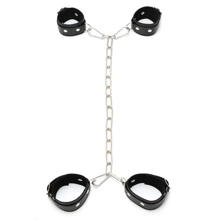 Esposas Cuero con Cadena Metálica Ajustable de Bondage Play