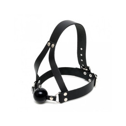 Mordaza Sujección de Cabeza Cuero y Silicona Ajustable de Bondage Play | VibraZon