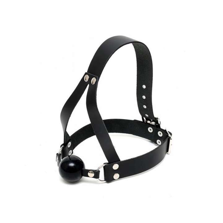 Mordaza Sujección de Cabeza Cuero y Silicona Ajustable de Bondage Play | VibraZon