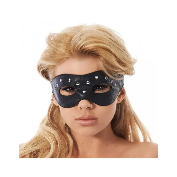 Antifaz Cuero Abertura en los Ojos con Tachuelas de Bondage Play