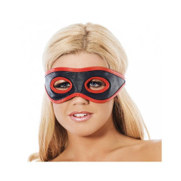 Antifaz Cuero con Aberturas en los Ojos Rojo y Negro de Bondage Play | VibraZon