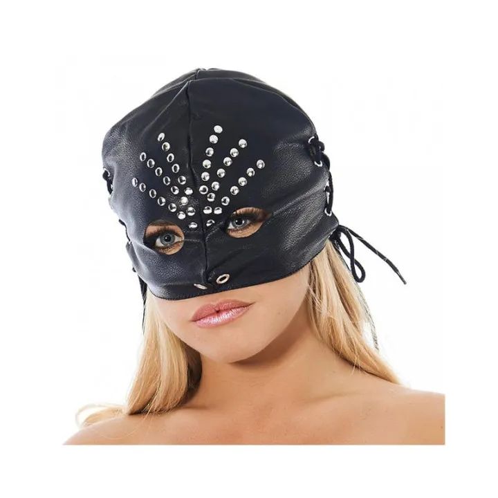 Máscara de Media Cabeza Cuero Ajustable de Bondage Play