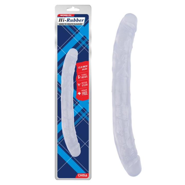 Dildo Doble Hi-Rubber 12.8 Transparente de Chisa | VibraZon