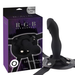 Arnés con Dildo Rumpy Silicona Negro de Chisa | VibraZon
