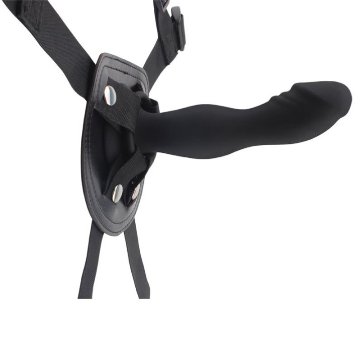 Arnés con Dildo Rumpy Silicona Negro de Chisa | VibraZon