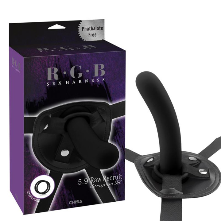 Arnés con Dildo Raw Recruit Talla M Negro de Chisa | VibraZon