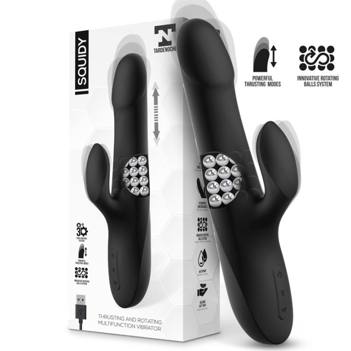 Squidy Vibrador Función de Movimiento Up and Down y Bolas Rotadoras USB Silicona de Tardenoche | VibraZon