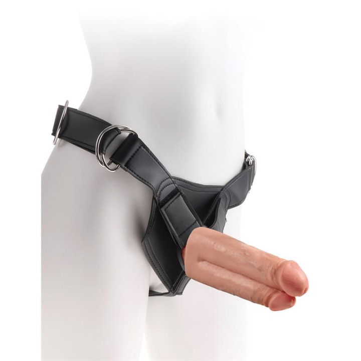 Arnés con Dildo Doble 7 Color Natural de King Cock | VibraZon