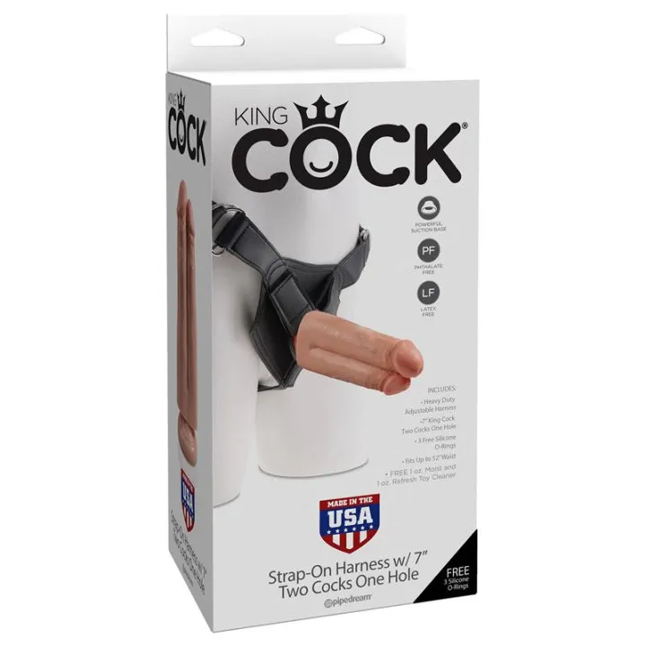 Arnés con Dildo Doble 7 Color Natural de King Cock