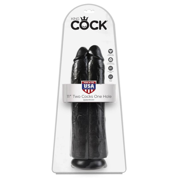 Pene Doble Two Cocks One Hole Negro 11 de King Cock | VibraZon