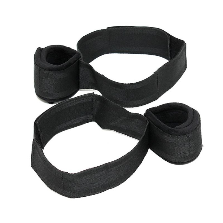 Esposas de Muslos y Manos Ajustables Negro de Bondage Play | VibraZon