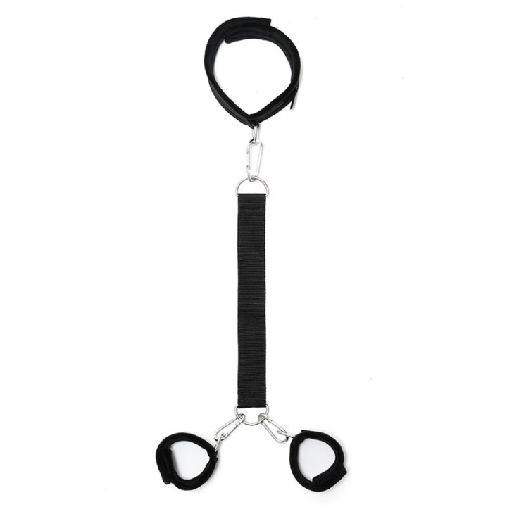 Collar con Esposas Ajustables Negro de Bondage Play | VibraZon