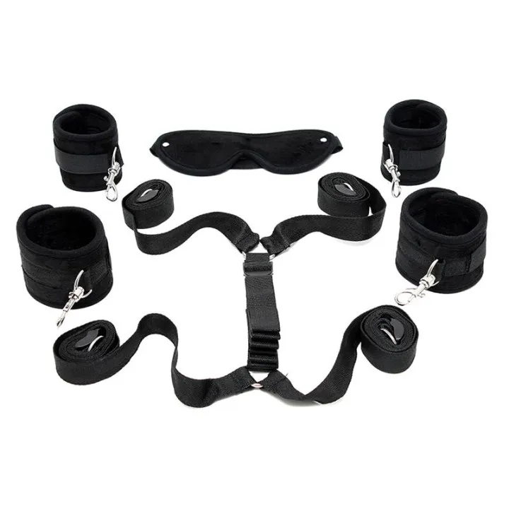 Correas de Supresión para la Cama Negro de Bondage Play