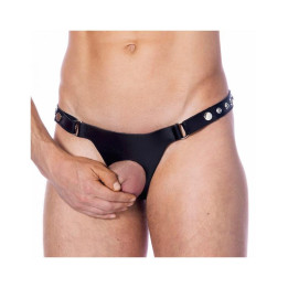 Tanga de Cuero Ajustable con Abertura de Bondage Play | VibraZon