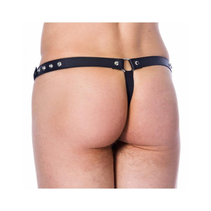 Tanga de Cuero Ajustable con Abertura de Bondage Play | VibraZon