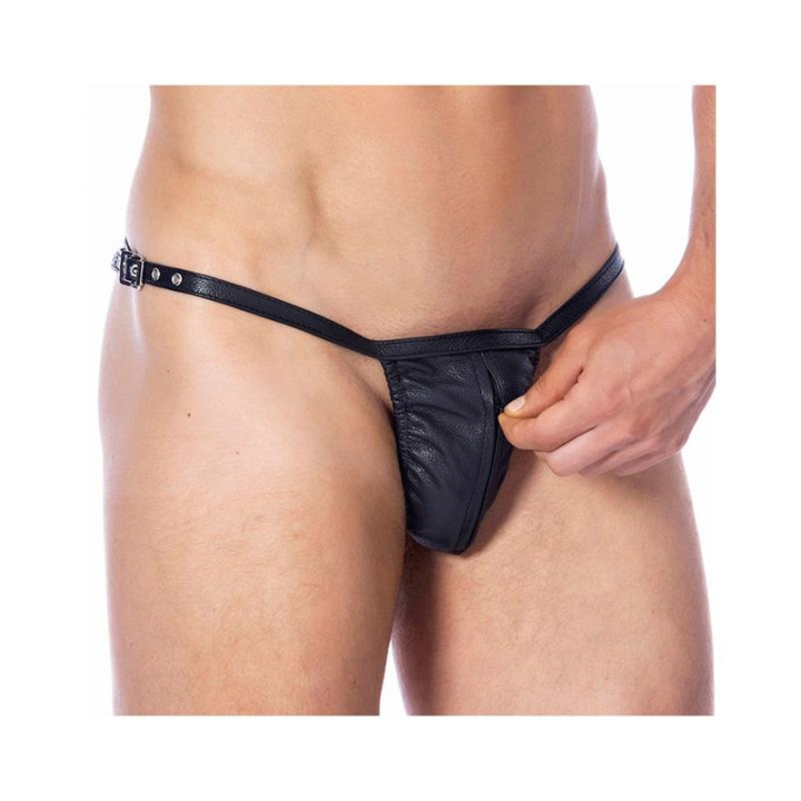 Tanga de Cuero Ajustable con Cremallera Talla Única de Bondage Play | VibraZon