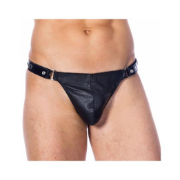 Tanga de Cuero Ajustable Color NEgro de Bondage Play | VibraZon