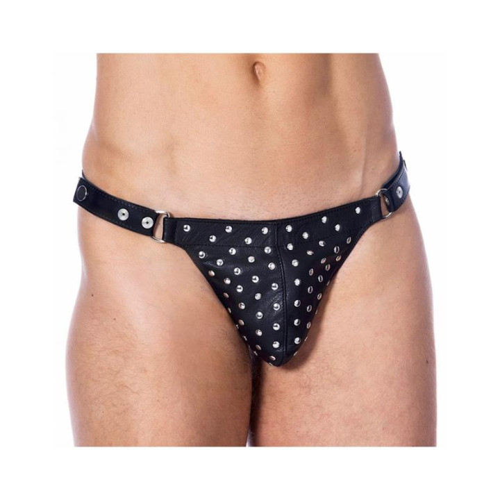 Tanga de Cuero Ajustable con Tachuelas de Bondage Play | VibraZon