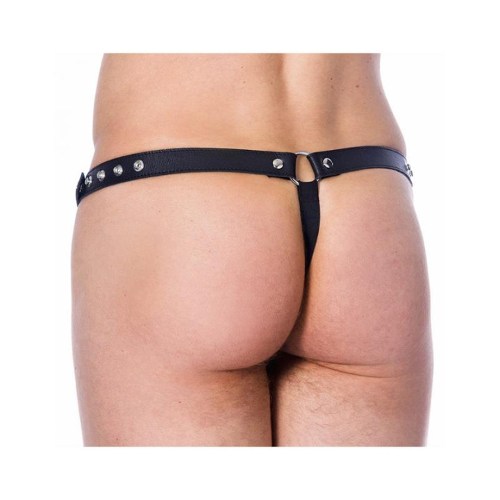 Tanga de Cuero Ajustable con Tachuelas de Bondage Play | VibraZon