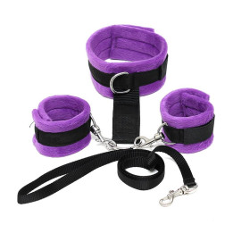 Collar y Esposas Desmontable Púrpura Ajustable de Bondage Play | VibraZon