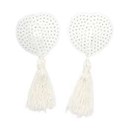 Pezoneras con Lentejuelas y Borla Blanco de Latetobed Bdsm Line | VibraZon