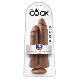 Pene Doble Two Cocks One Hole Bronceado 9 de King Cock | VibraZon