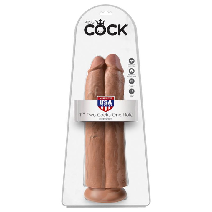 Pene Doble Two Cocks One Hole Bronceado 11 de King Cock | VibraZon