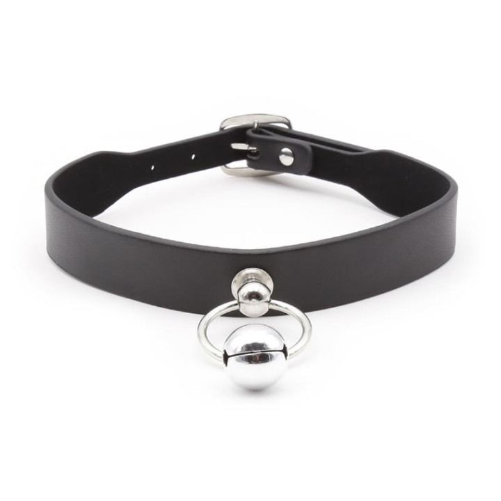 Collar con Aro y Cascabel Negro de Latetobed Bdsm Line | VibraZon