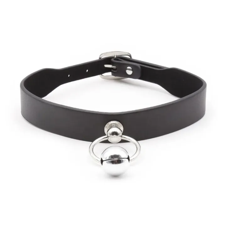 Collar con Aro y Cascabel Negro de Latetobed Bdsm Line